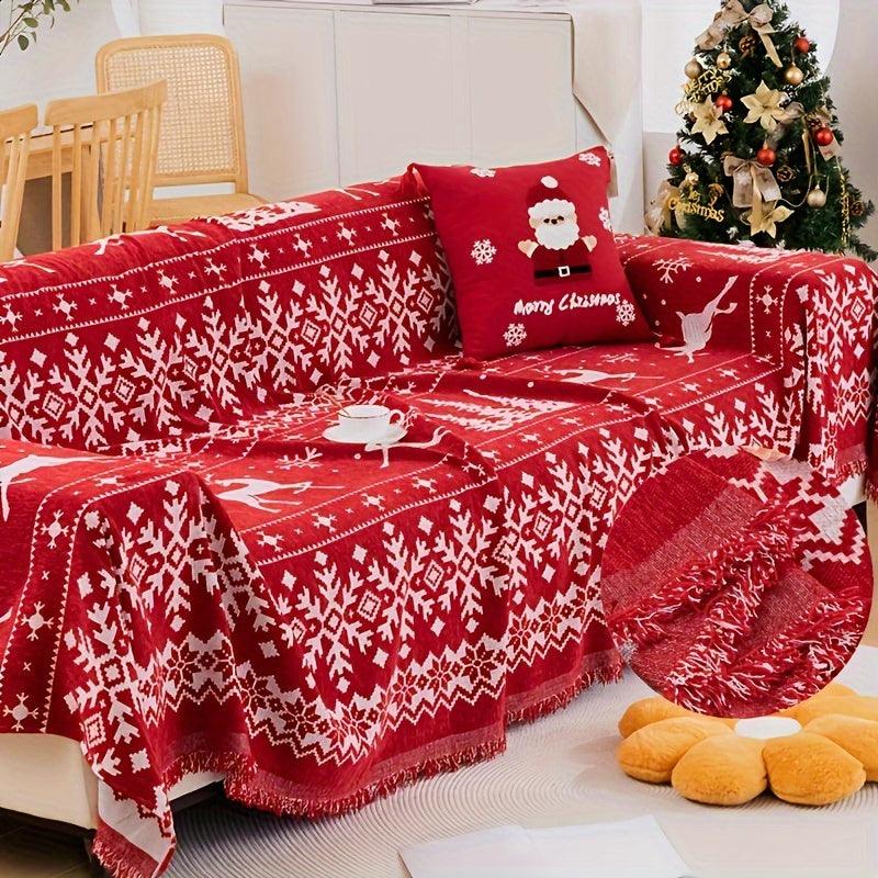 Festive Red Christmas Sofa Cover