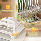 Deristic 2-Tier Stainless Steel Dish Drying Rack with Built-In Drainboard & Utensil Holders