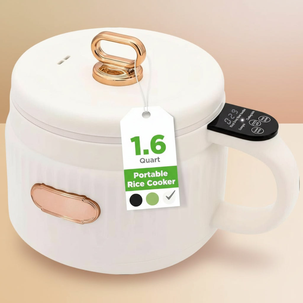 1.6 Liter Portable Rice Cooker & Bento Box Non-Stick Ceramic Coating 6 Cooking Functions: Rice, Soup, Stew, Congee & more