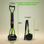 28" Heavy-Duty Foldable Dog Pooper Scooper - Unbreakable, Easy-to-Use for Grass, Gravel & Outdoor Cleanup