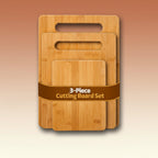 3-Piece Cutting Board Set - Bamboo Wood Chopping Boards with Built-In Hand Grips, Durable & Knife-Safe Wooden Boards for Kitchen Prep & Serving Lightweight