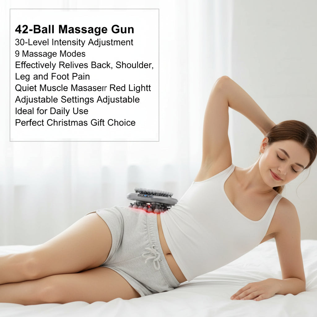 42-Ball Massage Gun 30-Level Intensity, 9 Massage Modes Quiet Muscle Massager, Red Light Therapy