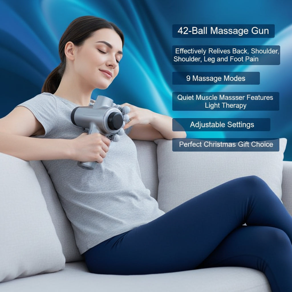 42-Ball Massage Gun 30-Level Intensity, 9 Massage Modes Quiet Muscle Massager, Red Light Therapy