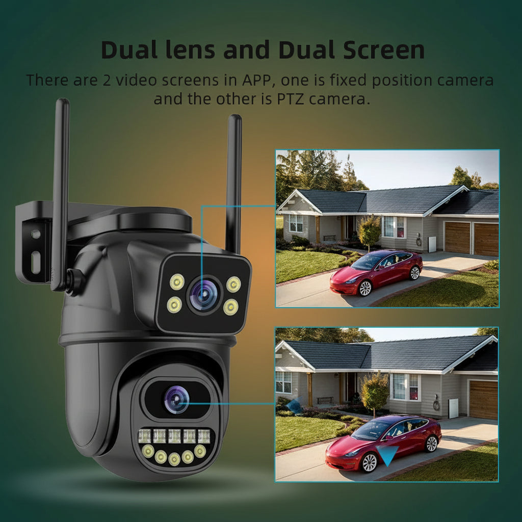 4K 8MP HD Wifi PTZ Camera Outdoor 4MP Dual Lens Dual Screen AI Auto Tracking IP Camera