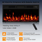 70Inch Cable Management Television Stand with Electric Fireplace, Wood White