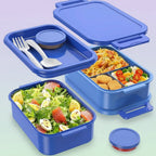 Adult Lunch Box Kids 3 Layers Stackable,Bento Lunch Box 72Oz Large Capacity Leak-Proof with Sauce Containers for Work,School,Outside Tableware Grey
