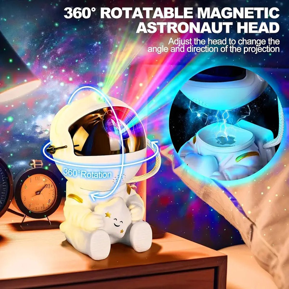 Astronaut Starry Night Light Projector- White or Black