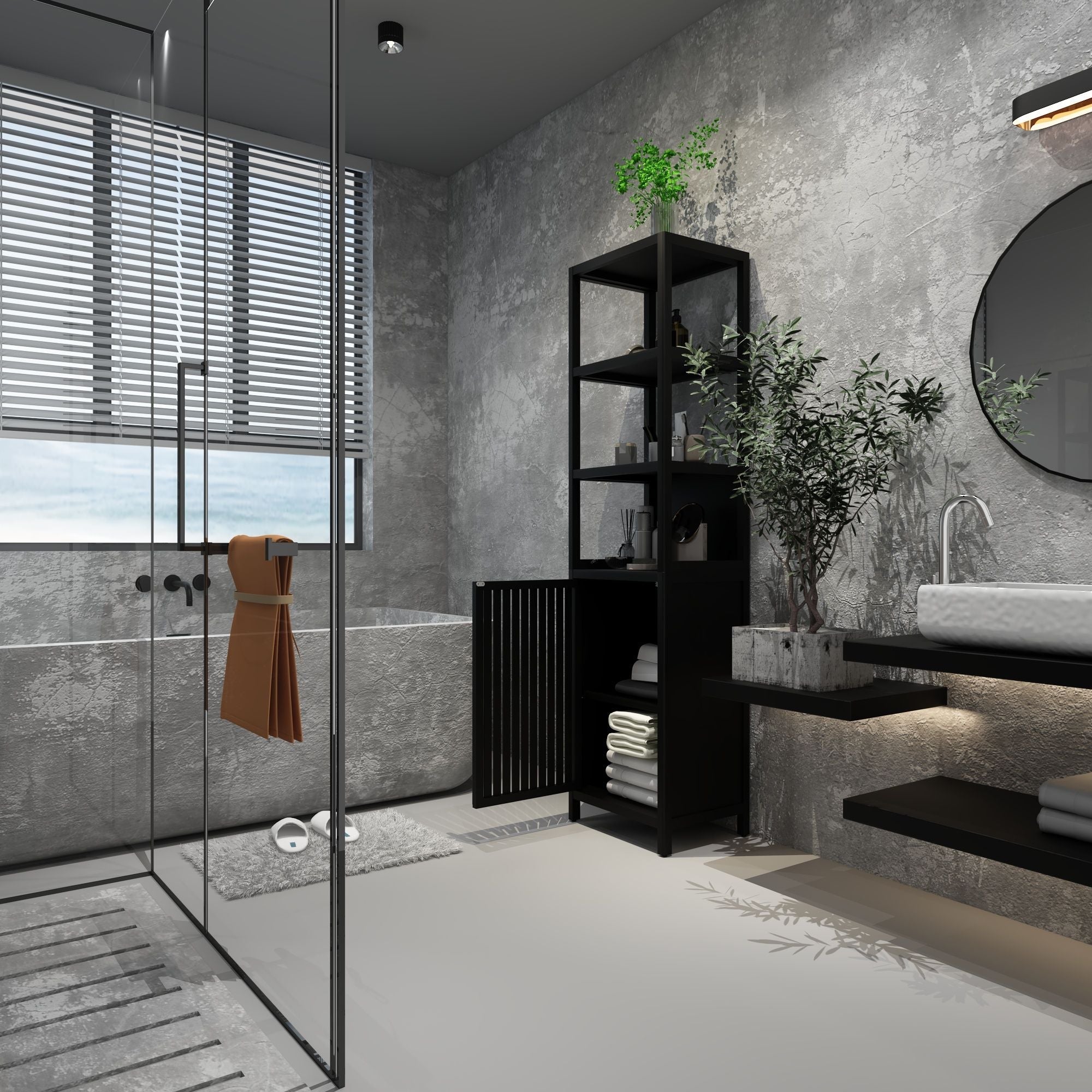 Storage Cabinet, Tall Tower, Multifunctional For Bathroom Entry Bedroom Laundry