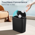 TIPGO 5 Gallon Motion Senor Bathroom Trash Can with Lid, VARIOUS COLORS, Automatic Garbage Can Touchless, Smart Plastic Waste Basket for Narrow Spaces, Bathroom, Office, Bedroom, Living Room (Black)