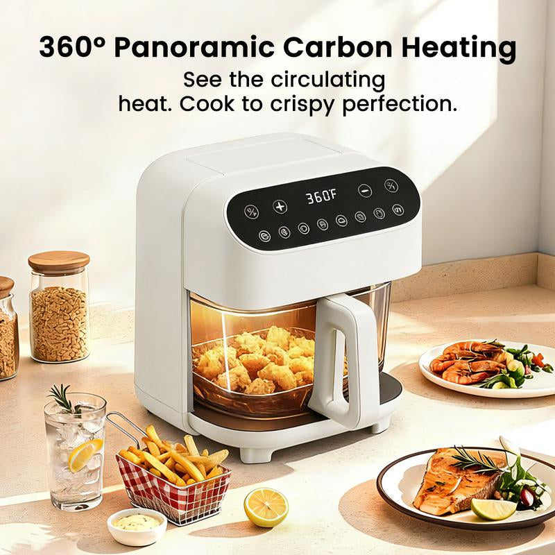 4.5 QT Glass Air Fryer - Pfas-Free & Dishwasher-Safe Basket, 360° View Cooking