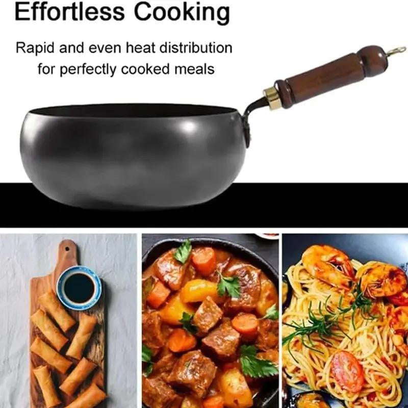 Thick Japanese Iron Pan, Uncoated Cast Iron, Hand-Forged Non-Stick Pan High-Purity