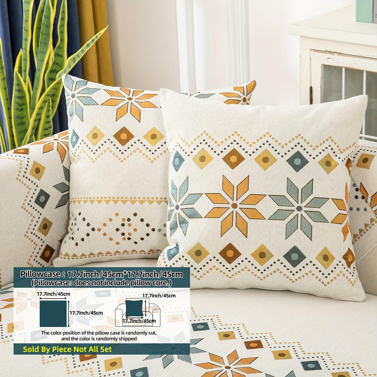 Geometric Bohemian Chenille Slipcovers Pet/Kid Friendly Washable