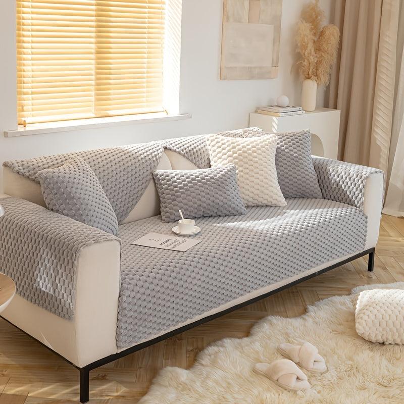 Plush Nordic Sofa Slipcover Kid/Pet Protector, Washable