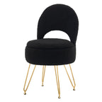 Teddy Velvet, Storage Vanity Stool Chair with Folding Back, Make-Up, Office, Bedroom