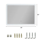 LED Wall-mounted Bathroom Rounded Arc Corner Mirror with Touch Control 28x20 Inch