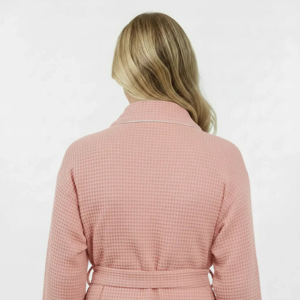 Waffle Piping Bathrobe – Lightweight Spa Comfort