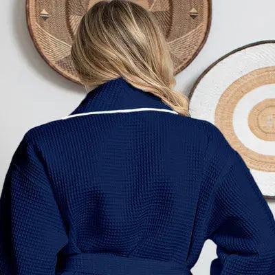 Waffle Piping Bathrobe – Lightweight Spa Comfort