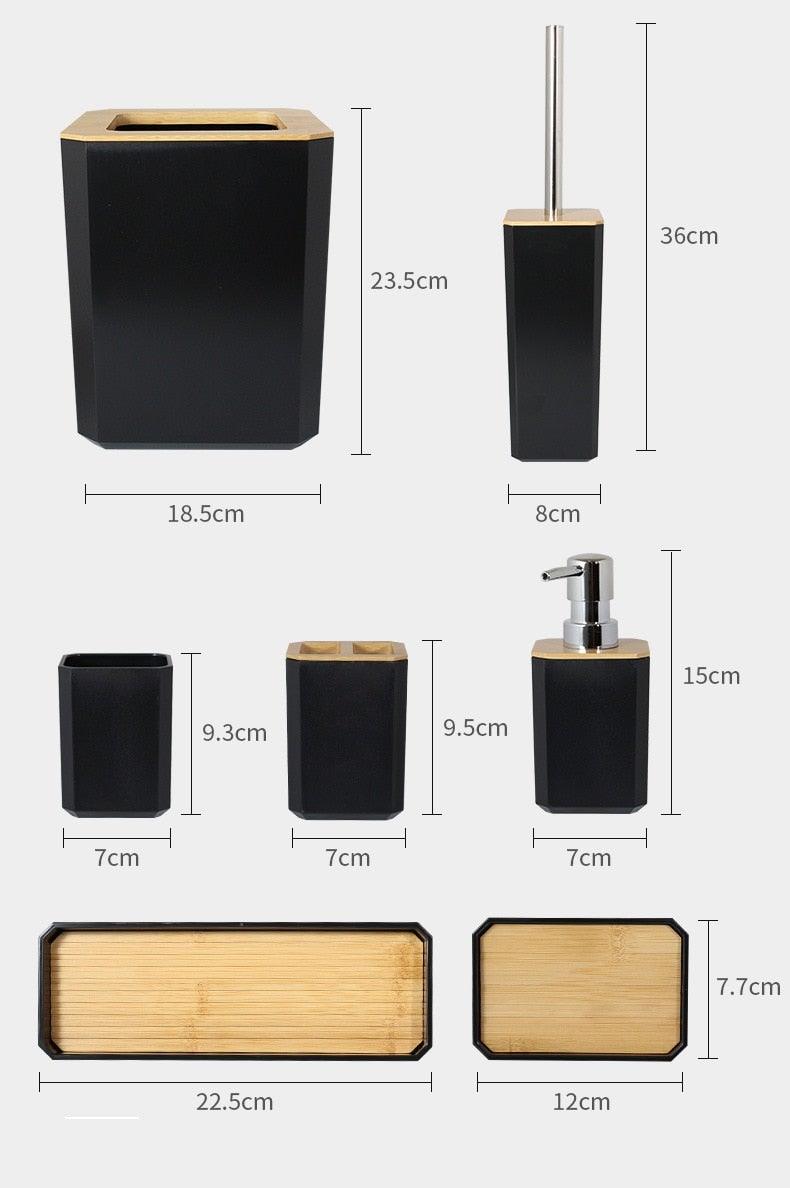 Bamboo Bathroom Accessories Set, Various Colors & Sizes