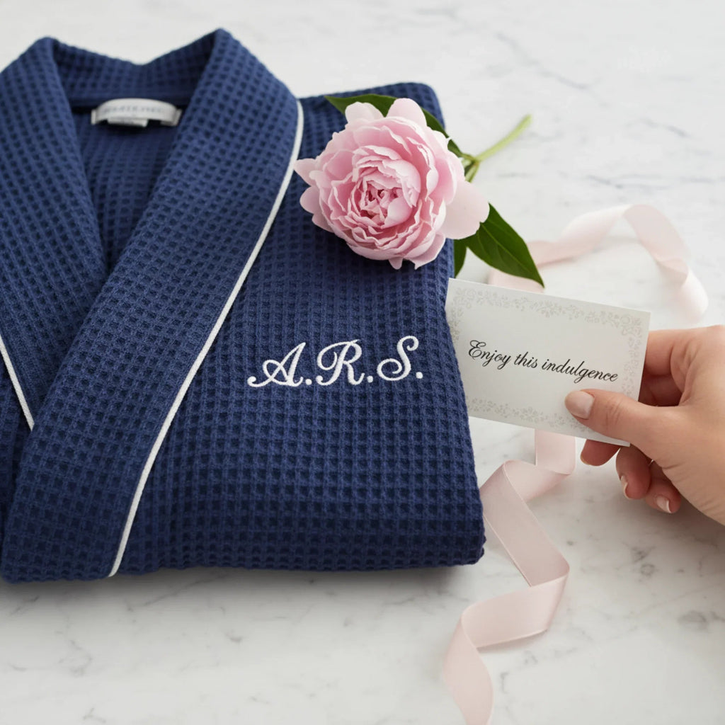 Waffle Piping Bathrobe – Lightweight Spa Comfort