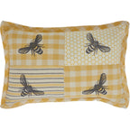 VHC Patchwork Bee Lumbar Pillow 9.5" x 14" | Farmhouse Cottage Accent Pillow