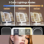 Great Gift! KEIMI Portable LED Light Makeup Mirror, Adjustable Touch Lighting, 2X/3X/5X Magnification Foldable Vanity Mirror