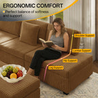 L-Shaped Sectional Sofa Set with Removable Ottoman