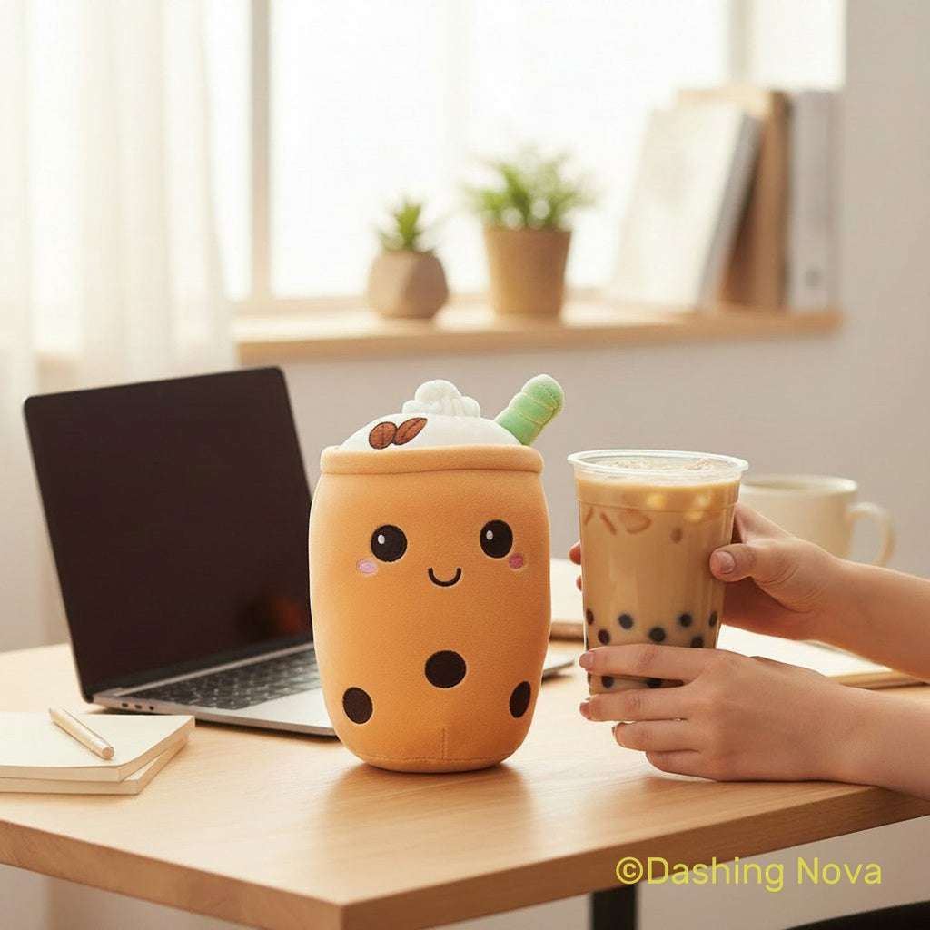 Boba Stuffed Animal, Bubble Tea Toy, Kawaii Novelty Figure