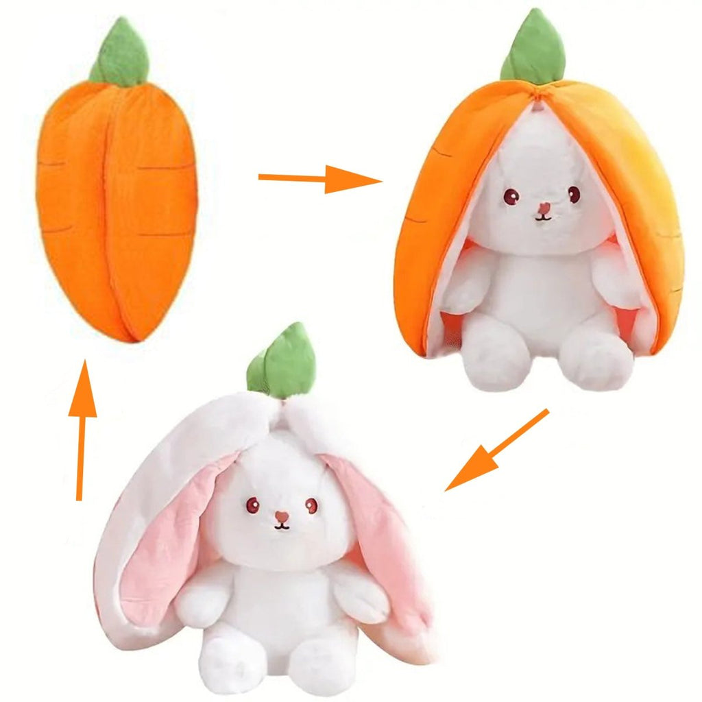 Reversible Strawberry Bunny Plush Toy for Kids Hide and Seek Transforming Toy