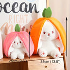 Reversible Strawberry Bunny Plush Toy for Kids Hide and Seek Transforming Toy
