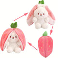 Reversible Strawberry Bunny Plush Toy for Kids Hide and Seek Transforming Toy