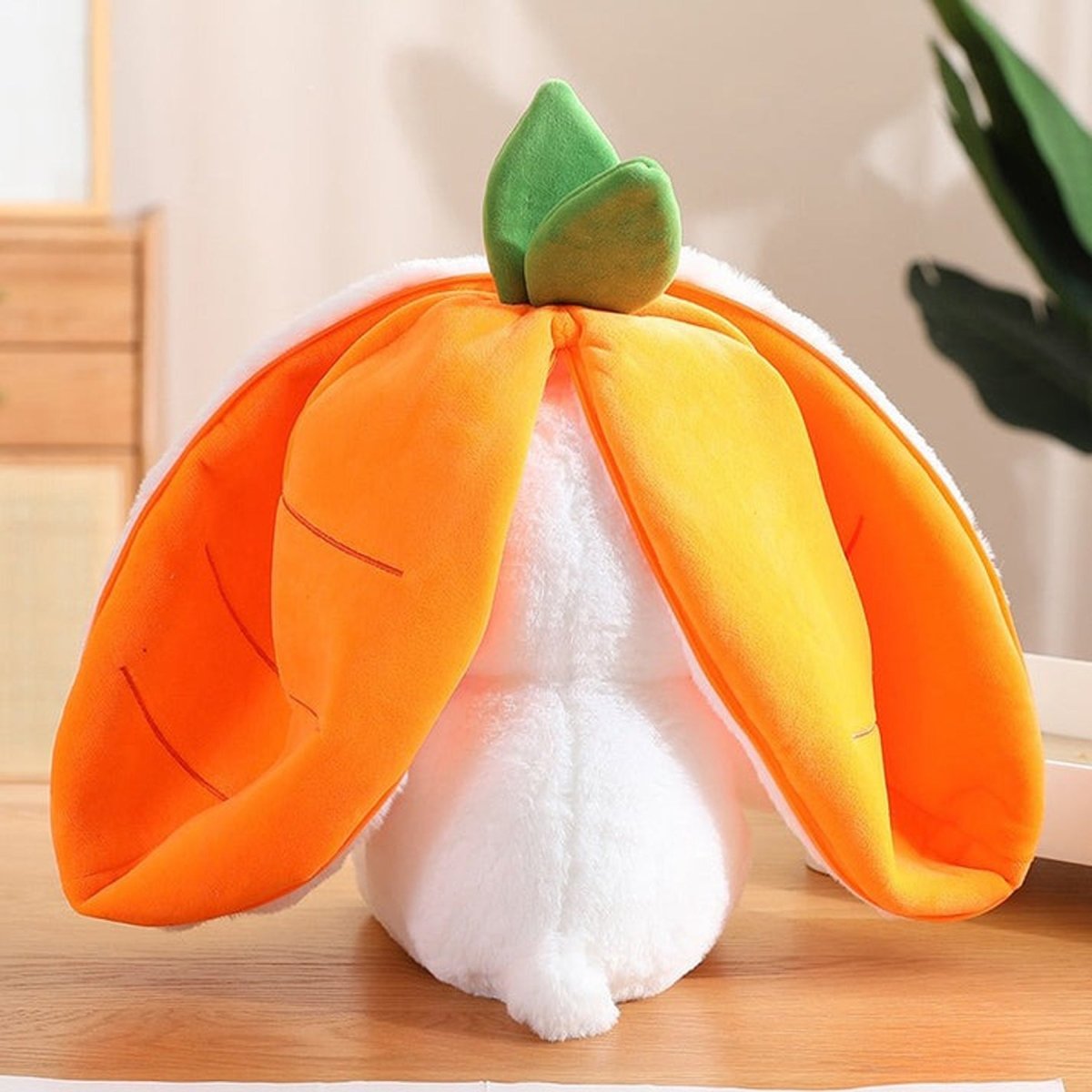 Reversible Strawberry Bunny Plush Toy for Kids Hide and Seek Transforming Toy