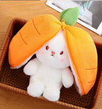 Reversible Strawberry Bunny Plush Toy for Kids Hide and Seek Transforming Toy