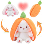 Reversible Strawberry Bunny Plush Toy for Kids Hide and Seek Transforming Toy