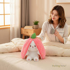 Reversible Strawberry Bunny Plush Toy for Kids Hide and Seek Transforming Toy