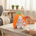 Reversible Strawberry Bunny Plush Toy for Kids Hide and Seek Transforming Toy