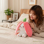 Reversible Strawberry Bunny Plush Toy for Kids Hide and Seek Transforming Toy