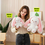 Reversible Strawberry Bunny Plush Toy for Kids Hide and Seek Transforming Toy