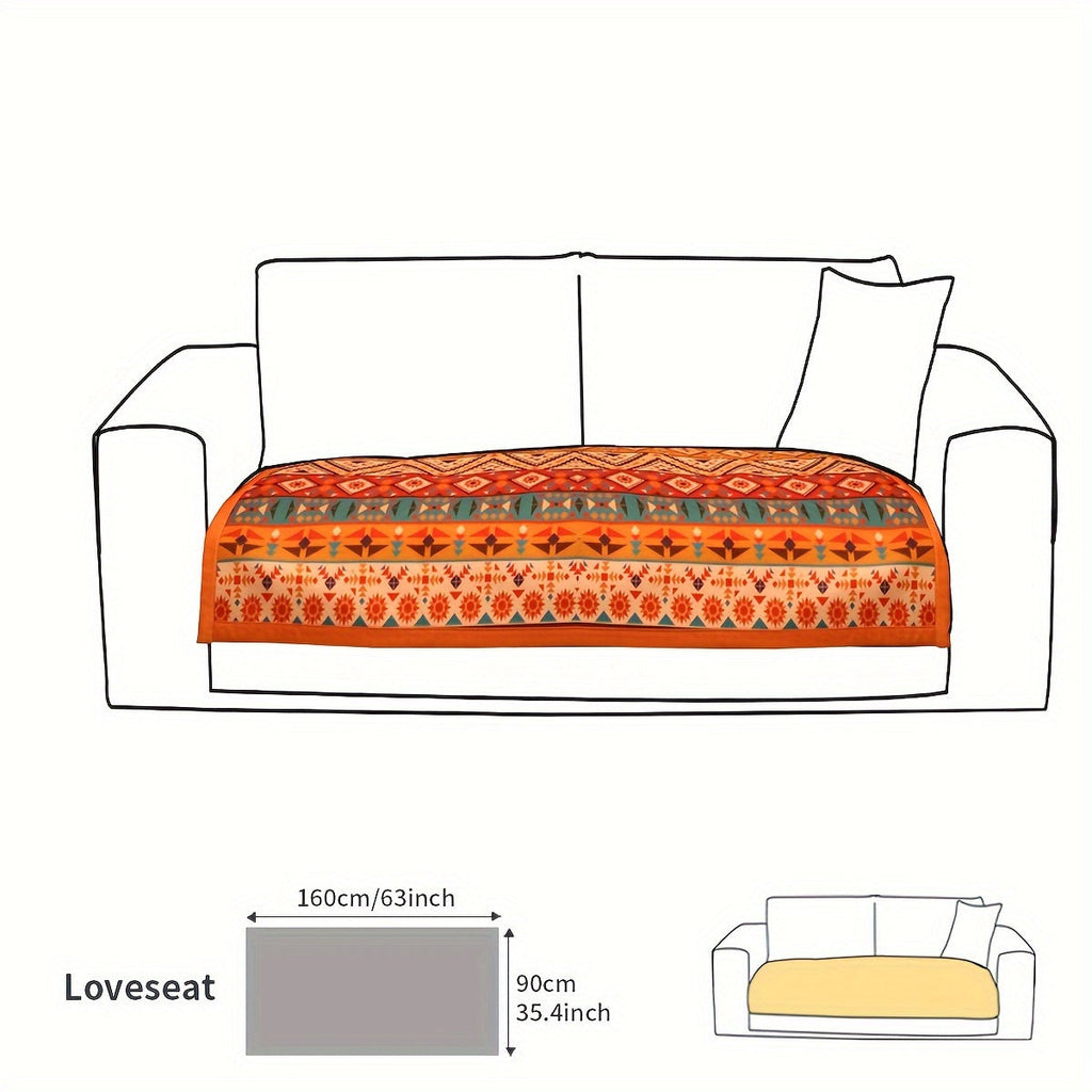 Bohemian Fall Colors Linen Sofa Cover Pet-Friendly Washable