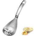 Heavy Duty Food Grade Stainless Steel: Multifunction Potato Masher w Slotted Spoon, Egg Separator, Grinder Kitchen Gadget, Easy Clean & Dishwasher Safe.