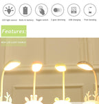 Cartoon Desk Lamp Eye Protection Energy-saving Reading Lamp USB Charging Sleeping Night Light LED Table Lamp for Kids Cute Study Lamps for Bedroom Décor