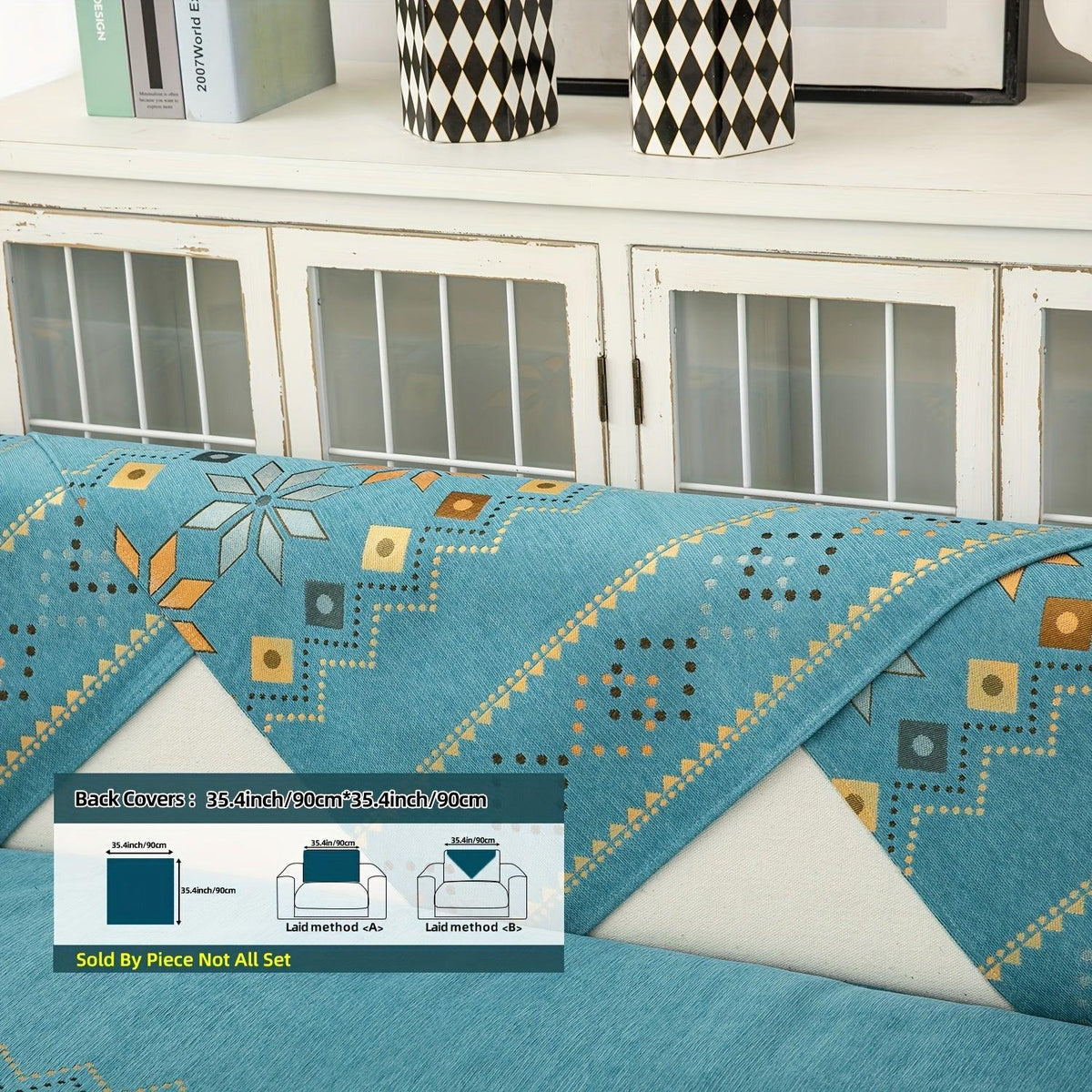 Geometric Bohemian Chenille Slipcovers Pet/Kid Friendly Washable