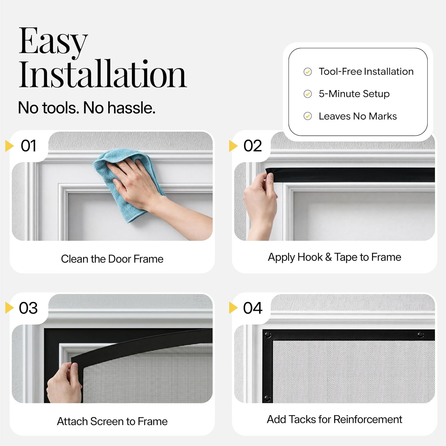 AUGO Heavy Duty Magnetic Screen Door - Self-Sealing for Ultimate Bug Protection