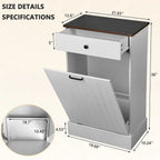 Tilt Out Hamper or Trash Cabinet With Drawer, 10 Gallon Hamper Cabinet - White