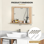 Wood Frame Rectangle Bathroom Mirror with Shelf 23.5 x 17.5 Inch