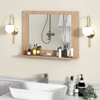 Wood Frame Rectangle Bathroom Mirror with Shelf 23.5 x 17.5 Inch