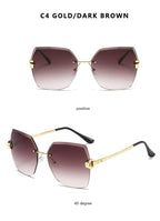 Classic Rimless Sunglasses Women Metal Frame Diamond Cutting Lens Sunglasses For Women New Fashion Black Color New Retro Sun Glasses For Women New Summer Style Sun glasses For Female Famous Style Frames