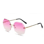 Classic Rimless Sunglasses Women Metal Frame Diamond Cutting Lens Sunglasses For Women New Fashion Black Color New Retro Sun Glasses For Women New Summer Style Sun glasses For Female Famous Style Frames