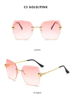 Classic Rimless Sunglasses Women Metal Frame Diamond Cutting Lens Sunglasses For Women New Fashion Black Color New Retro Sun Glasses For Women New Summer Style Sun glasses For Female Famous Style Frames