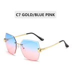 Classic Rimless Sunglasses Women Metal Frame Diamond Cutting Lens Sunglasses For Women New Fashion Black Color New Retro Sun Glasses For Women New Summer Style Sun glasses For Female Famous Style Frames