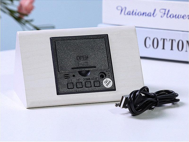 Wooden LED Alarm/Desk/Table Clock with Date, Temperature & Sound/Brightness Control